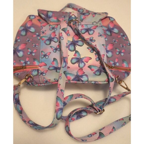 HundredOneSky Pink Butterfly Mini Backpack Quilted Nylon Coquette Aesthetic - Picture 2 of 6